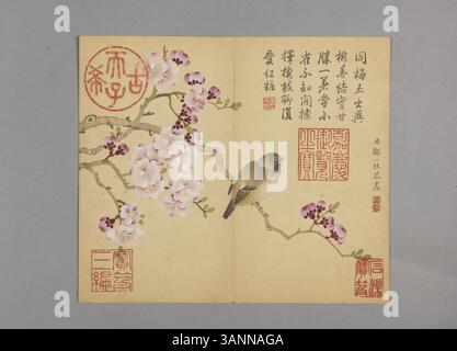 Zou Yigui, un influente pittore cinese della dinastia Qing (1686-1772), è noto per i suoi paesaggi e composizioni floreali. Questo dipinto, ospitato nel Museo del Palazzo, esemplifica la sua padronanza delle tradizionali tecniche a pennello, creando dettagliate raffigurazioni della natura e riflettendo i valori artistici dell'epoca. Foto Stock