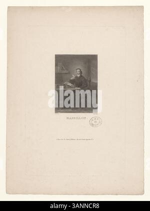 Intaglio della collezione Boyer raffigurante Jean-Baptiste Massillon, creato da Achille Devéria (1800-1857). Foto Stock