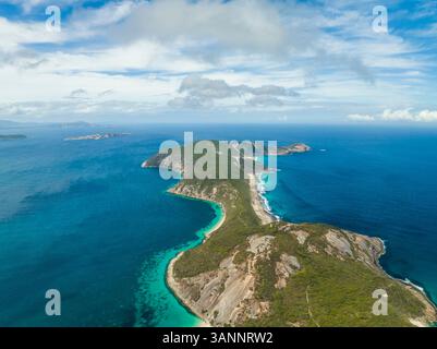 Vista aerea panoramica della costa vicino a Misery Beach, Australia Occidentale, Australia. Foto Stock