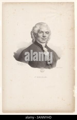 Questa litografia della collezione Boyer ritrae Jacques Delille, catturando la sua eredità intellettuale e letteraria nel contesto della letteratura francese del XVIII secolo. Foto Stock