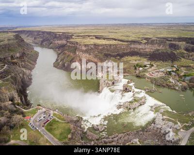 Vista aerea del parco delle cascate Shoshone in Idaho, Stati Uniti. Foto Stock