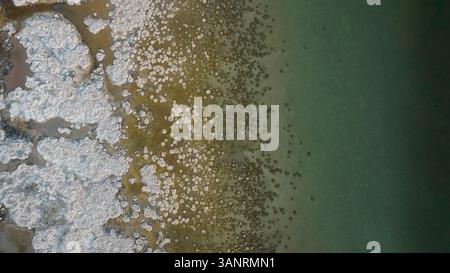 Vista aerea del lago Clifton Thrombolites con rocce a forma di vita, Clifton, Australia Occidentale, Australia. Foto Stock