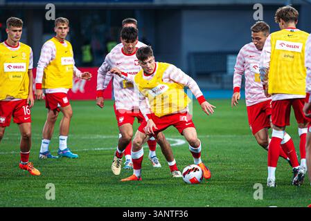 Mielec, Polonia - 9 OTTOBRE 2024: Partita di qualificazione al Campionato europeo Under-19 2025 Polonia vs Malta 6:0. Nella foto Filip Rózga (7). Foto Stock