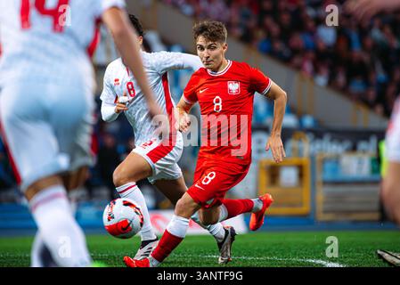 Mielec, Polonia - 9 OTTOBRE 2024: Partita di qualificazione al Campionato europeo Under-19 2025 Polonia vs Malta 6:0. Nella foto Karol Borys (8). Foto Stock