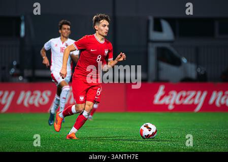 Mielec, Polonia - 9 OTTOBRE 2024: Partita di qualificazione al Campionato europeo Under-19 2025 Polonia vs Malta 6:0. Nella foto Benjamin Cassar (8). Foto Stock