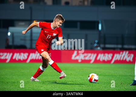 Mielec, Polonia - 9 OTTOBRE 2024: Partita di qualificazione al Campionato europeo Under-19 2025 Polonia vs Malta 6:0. Nella foto Alan Rybak (17). Foto Stock
