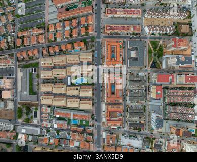 Vista aerea della splendida città costiera, Oropesa del Mar, Castellon, Spagna. Foto Stock