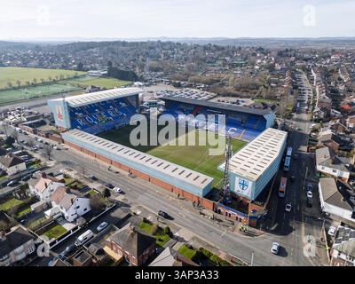 Campo di calcio di Prenton Park, sede della squadra di calcio dei Tranmere Rovers, Wirral, Inghilterra Foto Stock