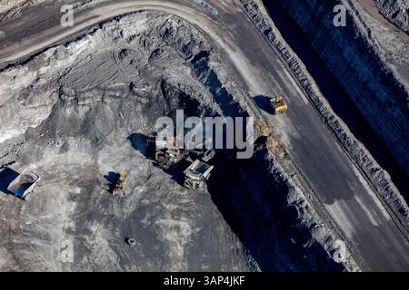 Vista aerea dell'estrazione di carbone a cielo aperto nella Hunter Valley, nuovo Galles del Sud, Australia. Foto Stock