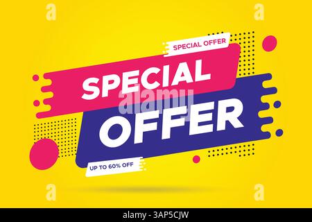 Etichetta di vendita speciale simbolo di sconto cartello adesivo prezzo isolato vettore di stile grafico moderno. Banner vettoriale con adesivo in offerta speciale isolato Illustrazione Vettoriale