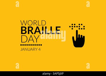 Illustrazione vettoriale sul tema della giornata Mondiale del Braille il 4 gennaio. Illustrazione Vettoriale