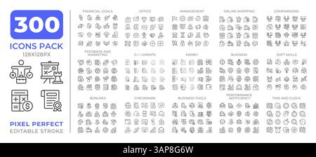 Raccolta di icone della linea aziendale Illustrazione Vettoriale