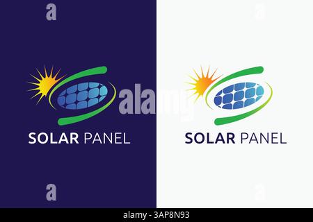 Concetto del logo astratto per pannelli solari con lettera S e Sun for Business Industrial Natural Power Energy and Electrical Illustrazione Vettoriale