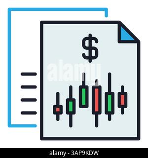 Simbolo o icona colorata della guida per principianti del vettore dei documenti di trading Crypto Illustrazione Vettoriale