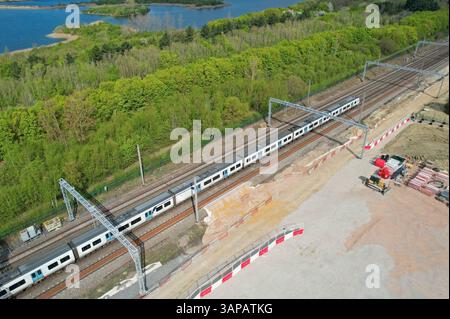 Il sito della stazione ferroviaria di Wixams nel Bedfordshire, attualmente in costruzione e la futura stazione di trasporto degli Universal Studios nel Regno Unito Foto Stock