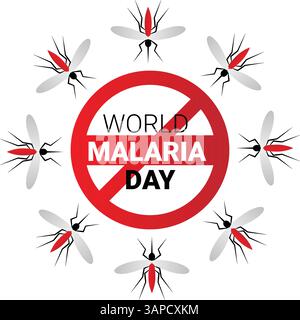 Ferma malaria Mosquito con il cartello segnaletico Illustrazione Vettoriale