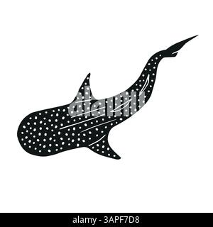 Disegnato a mano dal vettore disegna lo squalo balena isolato su sfondo bianco Illustrazione Vettoriale