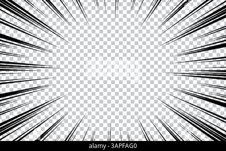 Fumetto manga con linee concentrate su sfondo trasparente Illustrazione Vettoriale