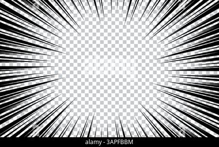 Fumetto manga con linee concentrate su sfondo trasparente Illustrazione Vettoriale