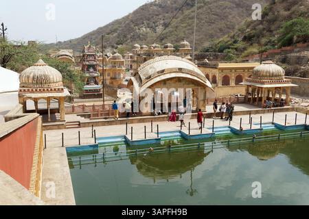 Zanana Kund, Galta Ji Temple, Jaipur, Rajasthan, India, Asia Foto Stock