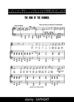 Questo documento, che fa parte della raccolta delle biblioteche dell'Università dell'Oregon, rappresenta "The Hum of the Hammer", un pezzo tenuto di pubblico dominio negli Stati Uniti. Fornisce informazioni sul contesto culturale e storico della musica americana. Foto Stock