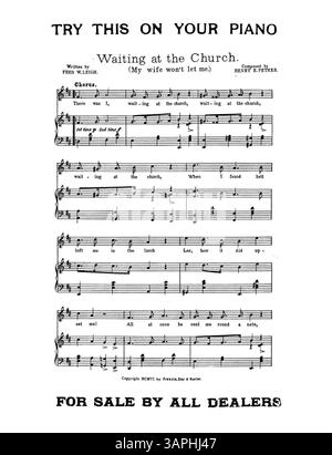 La cover della composizione musicale "in the Parlor with the Lamp Turned Low" di Dorothy Jardon, con testi di Edward Madden. Presenta il numero di targa F.F.F.& H.112, insieme a un estratto di "Waiting at the Church" sul retro di copertina. L'immagine digitale potrebbe non riflettere con precisione il colore originale. Foto Stock