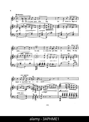 Spartito musicale per "Golden Silence" con testi di Clifton Bingham e musiche di Edith Fortescue. Include violino o violoncello obbligato ed è la versione n.. 2 in F, con una copertina posteriore che pubblicizza "Songs Worth Singing". Foto Stock