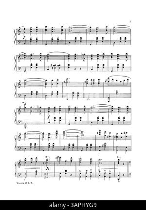 In "Visions of Love Waltzes", la copertina interna pubblicizza "Flowerland" di Sara B. Egan, mentre la copertina posteriore presenta Geo. L. Spaulding 'la consolazione dell'amore'. Il pezzo fa riferimento anche al compositore Ida G. Bierman, noto per le "acque ridendo". Foto Stock