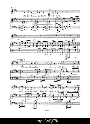 Gli spartiti di To the Queen of My Heart, con la voce di Louise Phillips e Herbert Thorndike, identificati come No. 2 in e, numero di targa P. & H. 117. La copertina posteriore contiene un album di canzoni di Pitt & Hatzfeld. Foto Stock