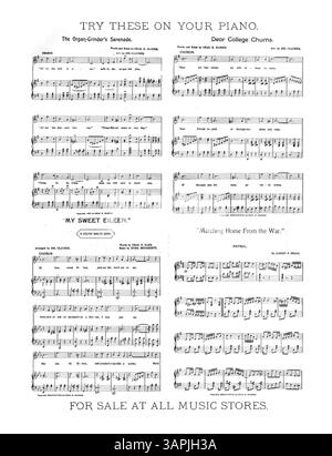 Questa canzone di valzer, "Tell me Sweetheart Do", include estratti musicali e pubblicità per varie canzoni, tra cui "There Is No Flag Like the Red, White, and Blue" e "Dear College Chums". Pubblicato da Chas K. Harris, riflette le tendenze musicali e le pratiche promozionali dei primi anni del XX secolo. Foto Stock