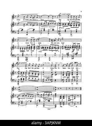 "Golden Silence", uno spartito musicale con testi di Clifton Bingham e musiche di Edith Fortescue, include un violino opzionale o un violoncello obbligato. Versione n. 2 in F e un annuncio pubblicitario per altri brani sul retro di copertina. Foto Stock