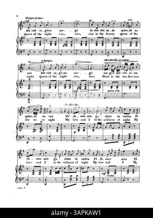 La copertina di "Queen of the Night" da University of Oregon Libraries vede la signora Jane Sloman Torry, autrice di "Poem of Love", "carina" e "Drifting Away". Include testo in inglese e italiano, targa numero 1773, e la quarta di copertina pubblicizza brani musicali da "The Very Latest Songs by C.A. White". Foto Stock