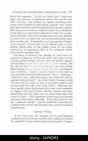 Il dottor Bramwell condusse esperimenti ipnotici su pazienti che svolgevano compiti in momenti predeterminati senza ricordare il motivo per farlo, sostenendo la consapevolezza del tempo inconscio. Foto Stock