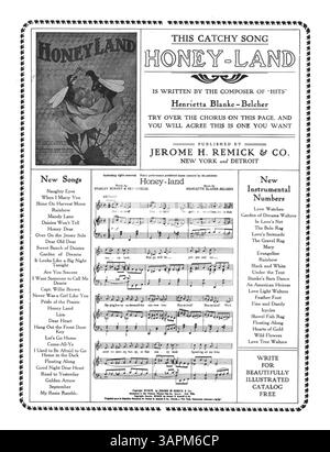Questa copia di "i Wish Someone Would Fall in Love with me" contiene parole e musiche di Anita Owen. Include pubblicità editoriali per altre canzoni, come "Honey-Land" di Henrietta Blanke-Belcher e "Shine On, Harvest Moon" di Jack Norworth e Nora Bayes. Foto Stock