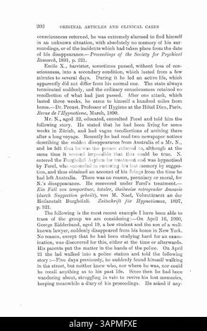 Il dottor Bramwell condusse esperimenti di ipnotismo, suggerendo che i pazienti eseguissero compiti in momenti specifici, anche quando non erano a conoscenza della causa. I risultati indicano una misurazione del tempo inconscia. Altri medici sono d'accordo o in disaccordo con le sue conclusioni, evidenziando il dibattito sull'ipnosi e la percezione del tempo. Foto Stock