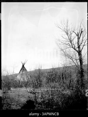 Una fotografia di Lee Moorhouse che mostra i campi della riserva indiana Umatilla vicino a Thorn Hollow, catturando la vita tribale. Foto Stock