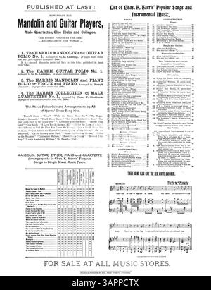 La canzone "Tell me Sweetheart Do" è stata cantata con successo da Edna Bassett Marshall. La copertina interna è piena di pubblicità di canzoni e un estratto musicale da "There Is No Flag Like the Red, White e Blue". La quarta di copertina include estratti da "The Organ-Grinder's Serenade", "My Sweet Eileen" e altri, con un grande annuncio per "Dear College Chums". Foto Stock