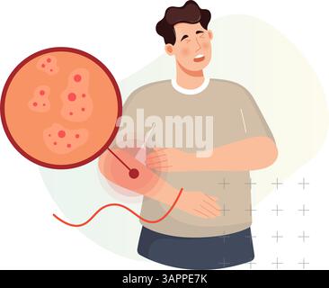 Eruzioni cutanee dolorose e macchie come sintomi - icona come file EPS 10 Illustrazione Vettoriale