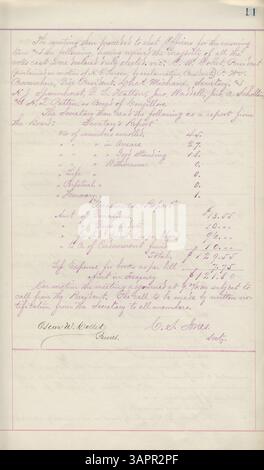 La società Marquette si incontrò all'Annunciation Hall di St. Louis, Missouri, nel 1874. Membri come Patrick Barry, il reverendo Philip P. Brady e Oscar W. Collet parteciparono alle attività della società. I verbali riflettono il coinvolgimento dei membri negli eventi della comunità locale e forniscono uno sguardo sulla vita sociale di St. Louis durante questo periodo. Foto Stock