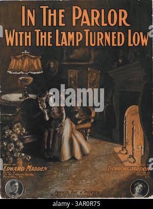 In the Parlor with the Lamp Turned Low è un brano musicale di Dorothy Jardon e testi di Edward Madden. La copertina include un estratto di "Waiting at the Church". Il numero di targa è F.F.& H.112. Foto Stock