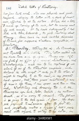 Nel volume 16, pagine 208, datato 29-30 maggio 1861, dei Thomas Butler Gunn Diaries, Gunn menziona la considerazione di Frank Cahill di fare volontariato per l'esercito dell'Unione durante la guerra di secessione americana. Foto Stock