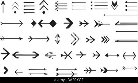 Set di icone delle frecce, Pixel Perfect Vector in bianco e nero Illustrazione Vettoriale