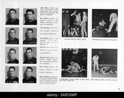 Il 1959 University High Yearbook, Bisbila, cattura gli studenti, gli insegnanti, i club, atletica leggera ed eventi chiave dell'anno scolastico 1958-1959, che riflettono la vita accademica ed extracurricolare degli studenti. Foto Stock