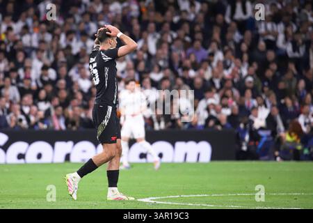 Madrid, Spagna. 16 aprile 2025. Partita di calcio della UEFA Champions League Real Madrid vs Arsenal allo stadio Santiago Bernabeu di Madrid, Spagna. 16 aprile 2025. 900/Cordon Press Credit: CORDON PRESS/Alamy Live News Foto Stock