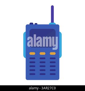 Icona walkie talkie. Simbolo della radio portatile. Dispositivo di comunicazione vettoriale. Corpo di colore blu. Illustrazione Vettoriale
