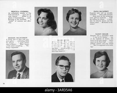 Il 1959 University High Yearbook, Bisbila, cattura gli studenti, gli insegnanti, i club, atletica leggera ed eventi chiave dell'anno accademico 1958-1959 presso la University High School. Foto Stock