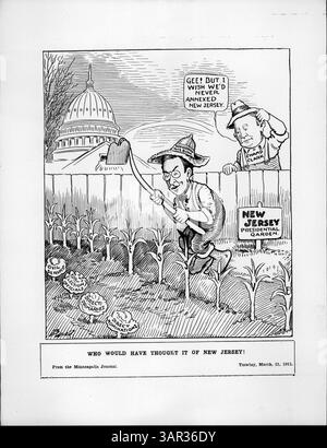 Il presidente democratico della camera Champ Clark espresse rammarico per l'annessione statunitense del New Jersey, mentre il governatore Woodrow Wilson preparò il suo "giardino presidenziale". Questo momento precede la loro eventuale competizione per la nomina presidenziale democratica nel 1912, con Wilson che si assicura la vittoria. Foto Stock