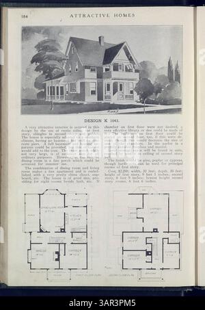 Keith's Book of Plans di Max L. Keith presenta 200 progetti di case, con disegni completi, dettagli e specifiche per case che vanno da strutture in legno e stucchi modeste a case in mattoni, piastrelle e pietra più grandi e elaborate, con costi di costruzione tra $ 2000 e $ 4000. Foto Stock