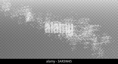 Particelle bianche sparse di zucchero, sale, farina o varie sostanze polverose sparse sulla superficie Illustrazione Vettoriale