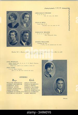 Questa edizione dell'Hesperian Yearbook 1929 presenta eventi accademici e sportivi, gruppi studenteschi, orgoglio scolastico e i punti salienti della facoltà dell'anno scolastico 1928-1929 alla West High. Foto Stock